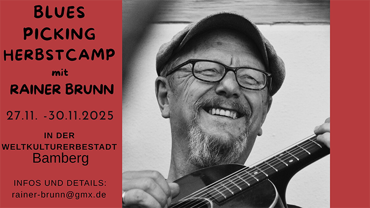 Der Workshop richtet sich an alle Gitarristen und Gitarristinnen, die an akustischem Blues interessiert sind. Der Schwerpunkt liegt bei Fingerpicking Blues und dem Zusammenspiel. Wir wollen sowohl an Grooves für Begleitungen als auch an leichtem Solospiel mit Wechselbässen und darüber liegenden Melodien arbeiten. Neben der Standardstimmung wird es auch Einblicke in die offenen Stimmungen geben. Auch Grundlagen des Bottleneckspiels werden vermittelt. Grundlagen: Du solltest die Standardakkorde kennen und greifen können. Der Kurs findet statt im schön über der Stadt Bamberg gelegenen Montanahaus der Dillinger Franziskanerinnen am Friedrichsbrunnen 7a, 96049 Bamberg.